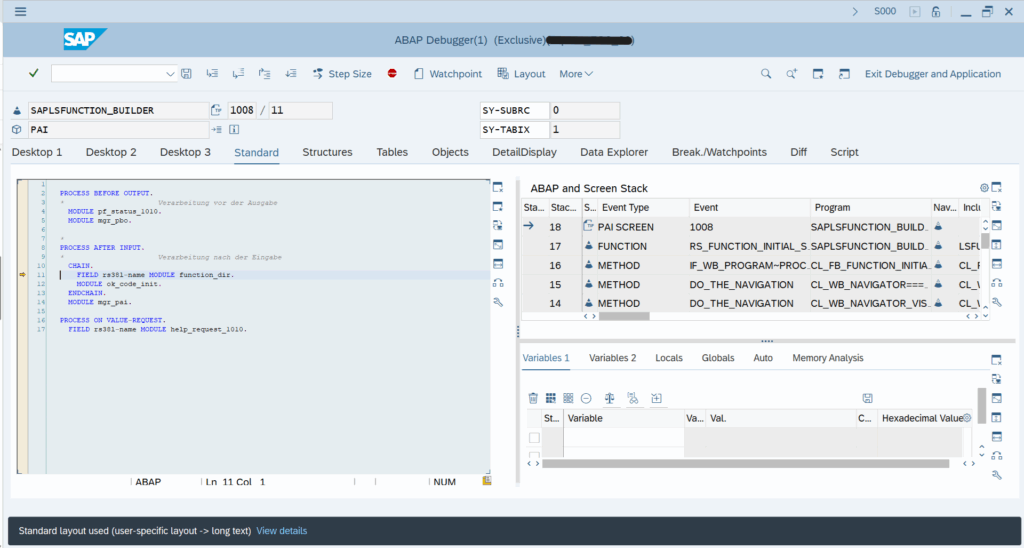 Screenshot ABAP Debugger