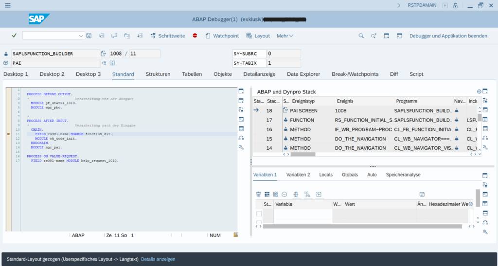 Screenshot ABAP Debugger