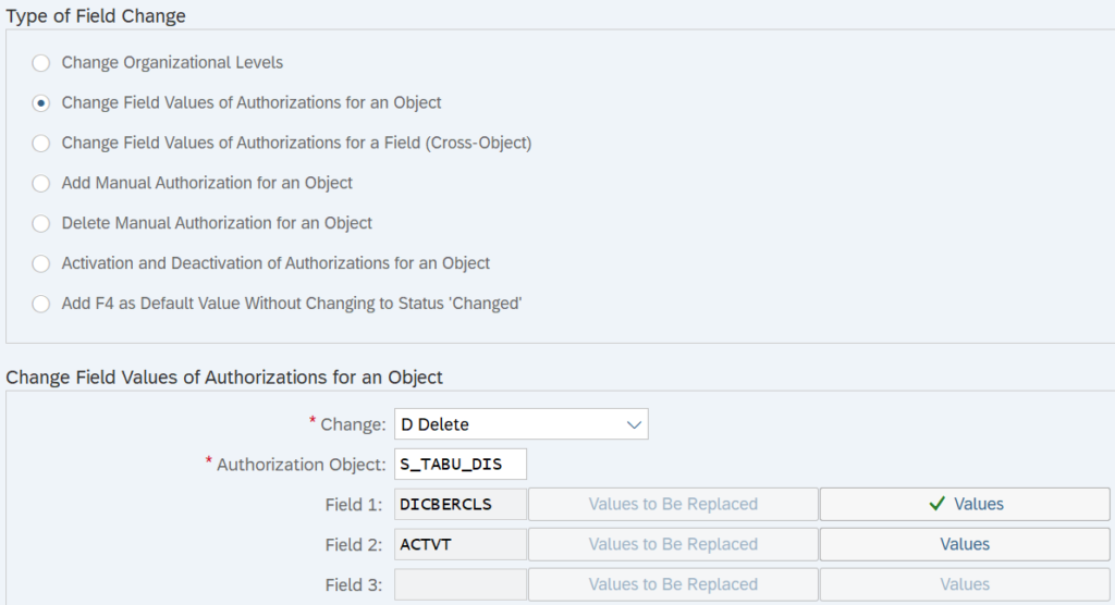 PFCGMASSVAL: Configuration